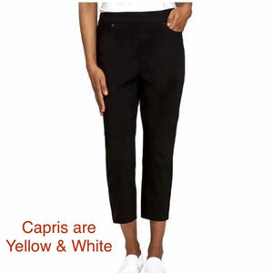 Mario Serrani Women's Comfort Stretch Capri Pants, Yellow / White, Size XXL